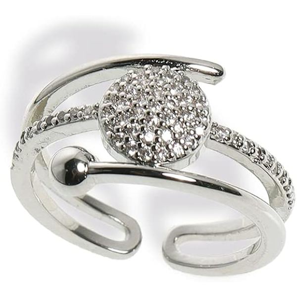 Justerbar öppen ring för kvinnor - Illusion Multi Circle Simulerad Diamant Cubic Zirconia Mode Smycken Present till Bal Fest