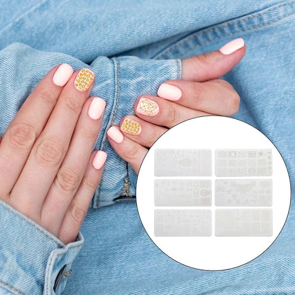 Nagelstämplingsplatta Halloweenmönster Metall DIY-kit 6 st