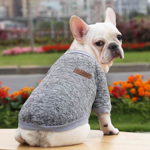 Hunde tøj strik hund sweater blød fortykkelse varm hvalp hunde skjorte vinter hvalp sweater til hunde grå-S