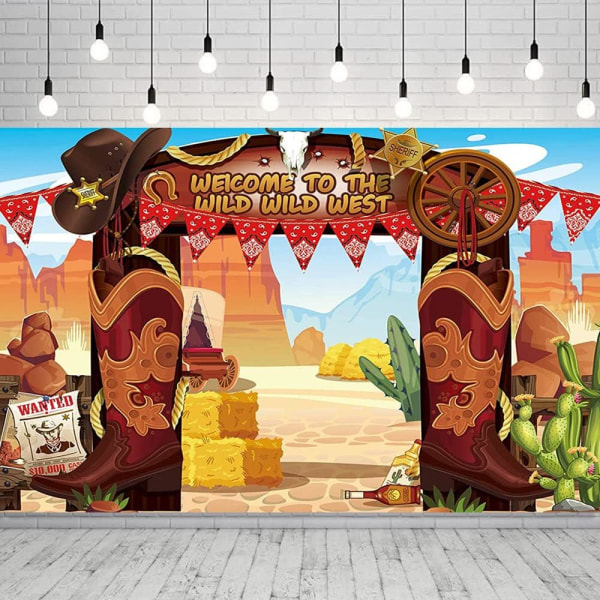 Western Cowboy Bakgrund Vilda Västern Cowboy Tema Fest Banner Öken Kaktus Rustik Trä Efterlyst Skylt Bakgrund Vilda Västern Fest Banner Dekorationer