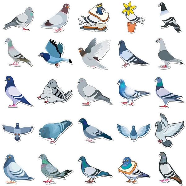 Lovely Pigeon Waterproof Stickers Vinyl Stickers for Bagage Laptop WaterREottles Bike Cup Phone Scrapbook,Cartoon Birds Decals Pack (Pigeon-50st)