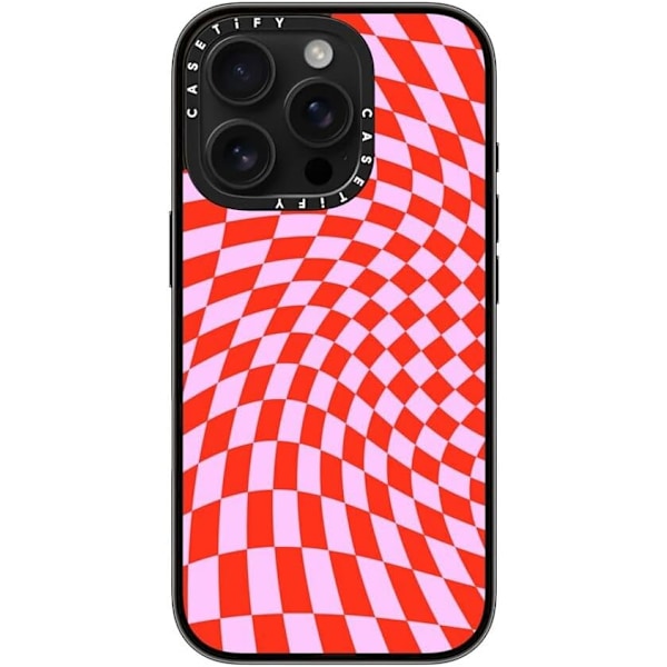 Kompakt iPhone 16 Pro Max Deksel [Lettvekt / 1,2 m 2X Militær Grad Fallbeskyttelse/Slank] - Kirsebær - Klar Svart Strawberry Checkers iPhone 16 Pro
