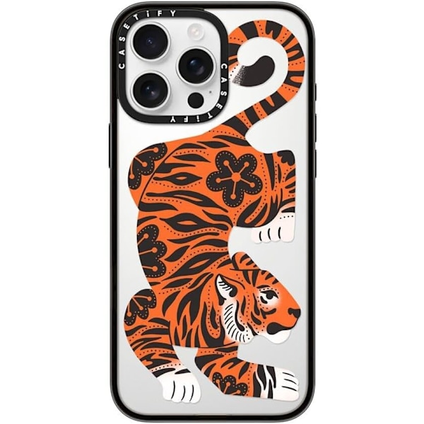 Kompakt iPhone 16 Pro Max Deksel [Lettvekt / 1,2 m 2X Militær Grad Fallbeskyttelse/Slank] - Kirsebær - Klar Svart Fierce Tiger iPhone 16 Pro Max