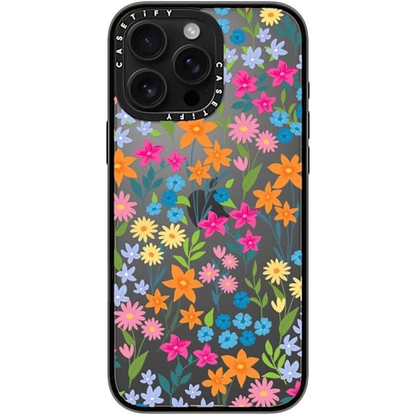 Kompakt iPhone 16 Pro Max Deksel [Lettvekt / 1,2 m 2X Militær Grad Fallbeskyttelse/Slank] - Kirsebær - Klar Svart Bright Spring Flowers iPhone 16 Pro Max