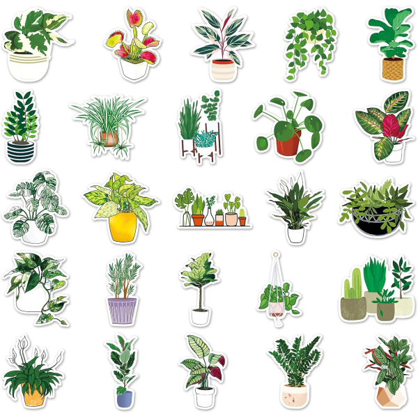 50 stk. søde, dejlige grønne plante klistermærker Hydroflasks Vandflasker Laptop Telefon Computer Vinyl Løv Botaniske Akvarel Klistermærker Dekaler