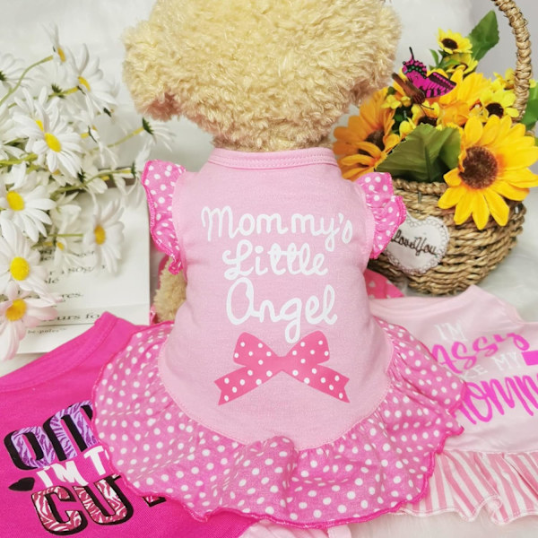 4 stycken hundklänning skjorta valp hundkläder för små hundar flicka söt hundklänning hund sommar kläder för hundar katter (rosa ängel, medium(8-11 lbs))