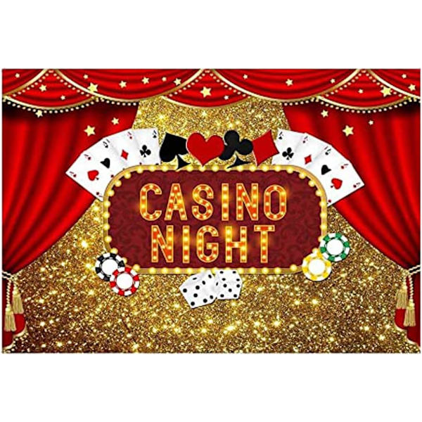 Casino Night Poker Tärning Röda Gardiner Fotografi Bakgrund Vinyl Guld Glitter Bokeh Foto Bakgrund Födelsedagsfest Banner Dekorationer Banner 7x5ft