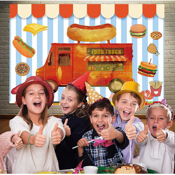 Madvogn Fotografi Baggrund Pizza Shop Tema Foto Baggrund Hot Dog Pizza Hamburger Kaffe Vogn Butik Baggrund Baby Shower Fødselsdag 7x5ft