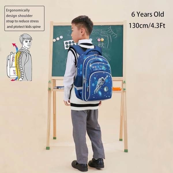 Barnryggsäck Pojke Kindergarten Elenemtary Förskola Flera Fack Ryggsäck, Bröstrem Sidoväskor