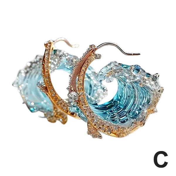 Ocean's Oath smykkesæt, Boho Blå Ocean Wave Halskæde Øreringe Ringe Ring
