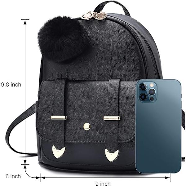 Flickor Fashion Ryggsäck Mini Ryggsäck Handväska för Kvinnor Tonårsflickor Handväskor PU Läder Pompom Ryggsäck Axelväska