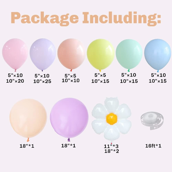 Ballonggirlangbåge Kit 157 st vita prästkrageblommor Macaron Pastellballonger Girlang för Babyshower Prästkragetema Bröllop Födelsedagsfest Dekoration