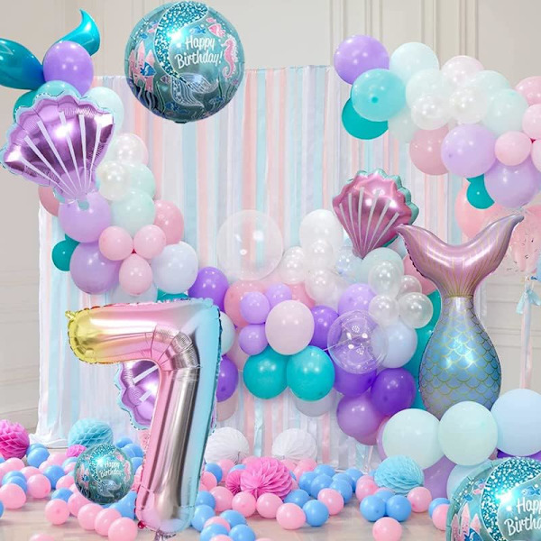 Sjöjungfru födelsedag dekoration sjöjungfru ballonger kit hav ballong sjöjungfru folie ballong sjöjungfru svans ballonger för flickor sjöjungfru fest