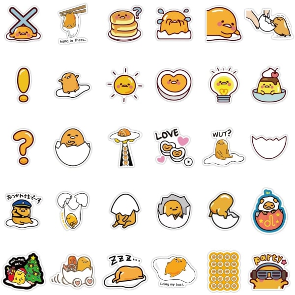 Gudetama-tarrat 60 kpl Japanilainen Laiska Muna Tarrat Vinyyli Vedenkestävä Tarrat Vesi Pullo Kannettava Tietokone Matkalaukku Matkatavaroiden Luistelulauta Koristeet