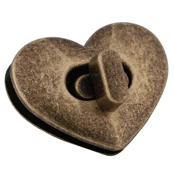 5 sæt hjerteformet metalspænde drejelås hardware håndtaske tilbehør (bronze)