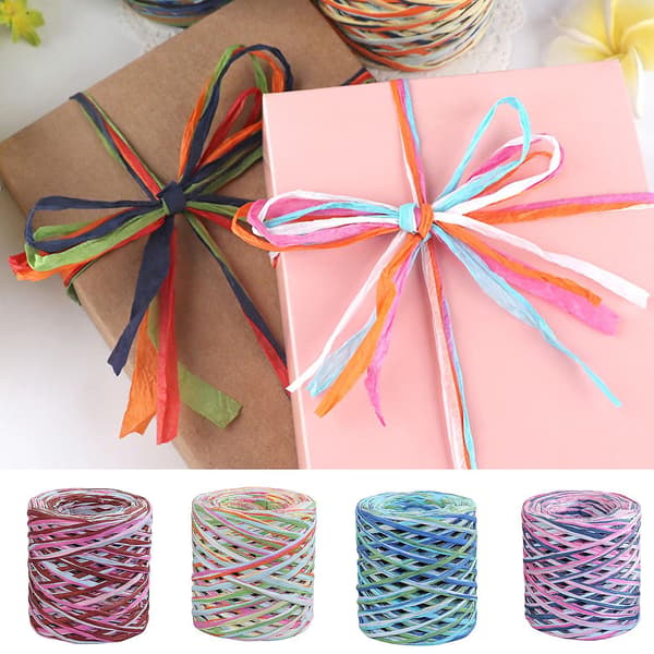 1 rull papirtråd, resirkulerbar, DIY, klar tekstur, håndlaget, innpakning, raffia-strå for fest