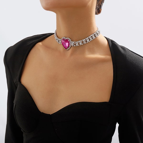 Barokki kevyt ylellinen kynsiketju täysi timantti elegantti kaulakoru romanttinen makea rakkaus illallinen kaulakoru Choker