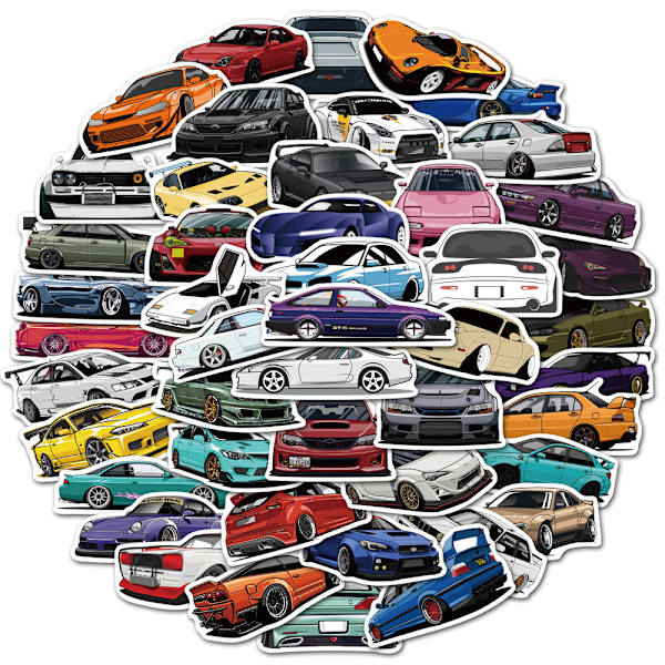 100 stk. Bilstickere Sportsvogn Racing Stickers Vinyl Vandtætte Stickers, Festgaver til Vandflasker