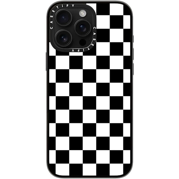 Kompakt iPhone 16 Pro Max Deksel [Lettvekt / 1,2 m 2X Militær Grad Fallbeskyttelse/Slank] - Kirsebær - Klar Svart Black White Check Checkerboard iPhone 16 Pro Max