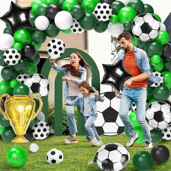 Mesterskapsfotballfestdekor med troféballonger og girlander