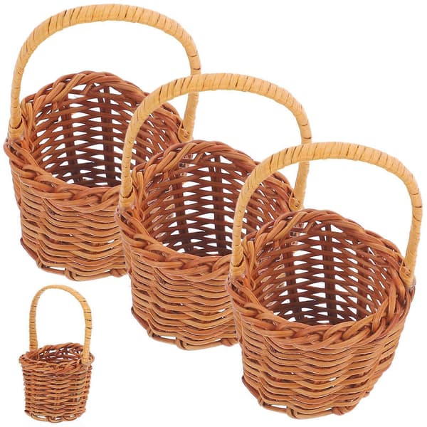 Mini Rattan Kurv til Opbevaring 12 Stk Lysebrun Mini Vævet Picnickurv