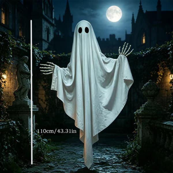 Stor Halloween-spøgelsesdekoration til udendørs græsplænefest, lysende rekvisit med LED-lyskæde til spøgelse