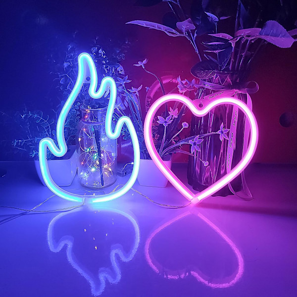 Neon skylt, USB eller 3-AA batteridriven neonljus, LED-ljus bordsdekoration, flickors sovrumsväggdekor, barnens födelsedagspresent (blå)