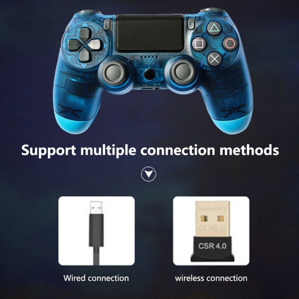 Trådløs Game Controller Controller Bluetooth Dual Head Gamepad Joystick Gamepad kompatibel med Game Console 4-Clear Blue