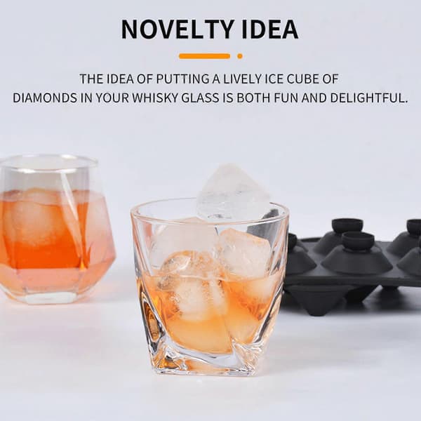 6-rutig isbitsform diamantformad whiskyisbollstillverkare för cocktail silikonisbitsbricka festbar vinisblock svart