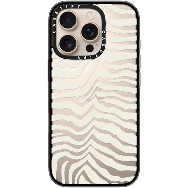 Kompakt iPhone 16 Pro Max Deksel [Lettvekt / 1,2 m 2X Militær Grad Fallbeskyttelse/Slank] - Kirsebær - Klar Svart Zebra Stripe iPhone 16 Pro