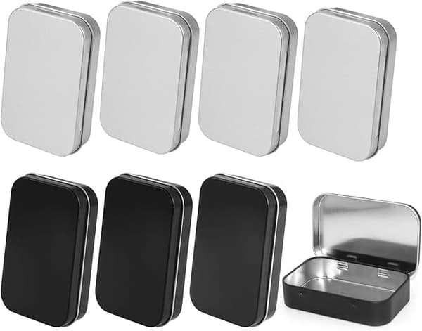 8 Pcs Metal Tin Box with Lid, Rustproof Small Rectangular Aluminum Tin, Mini Accessories Small Tin Box, Home Storage Tin Box Compatible f