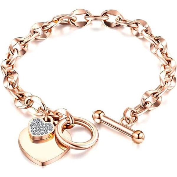 Silverpläterat armband för kvinnor Hypoallergeniskt äkta Swarovski-kristallarmband för flickor Hjärtberlock damgåvor till henne mamma fru roséguld