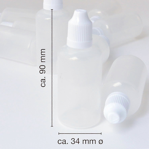 ProfessionalTree 10 Droppflaskor - Dosering och Förvaring av Vätskor - Barnsäkerhet - LDPE Kvalitetsplast (50 ML)