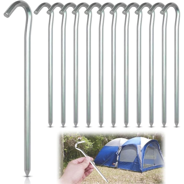 Teltplugger stormsikre, 12 stk 18 cm teltplugger, plugger jordspyd stabile, teltplugger camping, flyaluminium plugger jordspyd