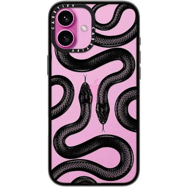 Kompakt iPhone 16 Pro Max Deksel [Lettvekt / 1,2 m 2X Militær Grad Fallbeskyttelse/Slank] - Kirsebær - Klar Svart Black Kingsnake iPhone 16 Plus