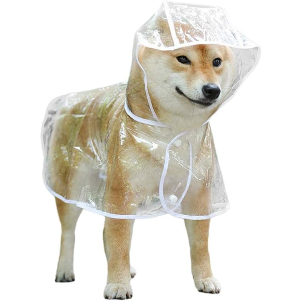 Regnjacka för hund, vattentät regnjacka för husdjur med ponchohuva, bärbar transparent regnjacka för hund Lättviktsregnjacka för hund - L