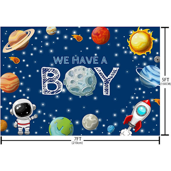 7x5ft Ulkoavaruuden Teema Tausta Pojalle Vauvakutsu Galaxy Planeetta Astronautti Raketti Kuu Valokuva Sukupuolen Paljastus Tausta Seinäkoriste Banneri