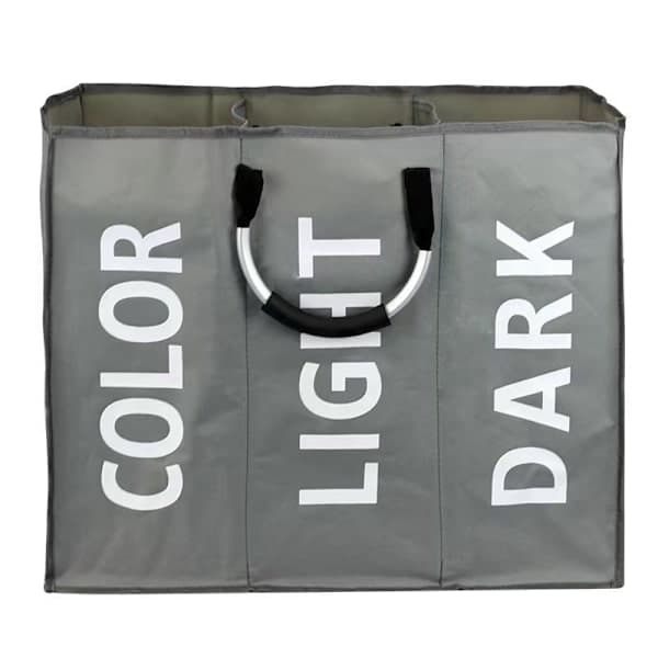 Double Laundry Hamper with Lid and Removable Laundry Bags Light Grey L Light Grey Light Gray