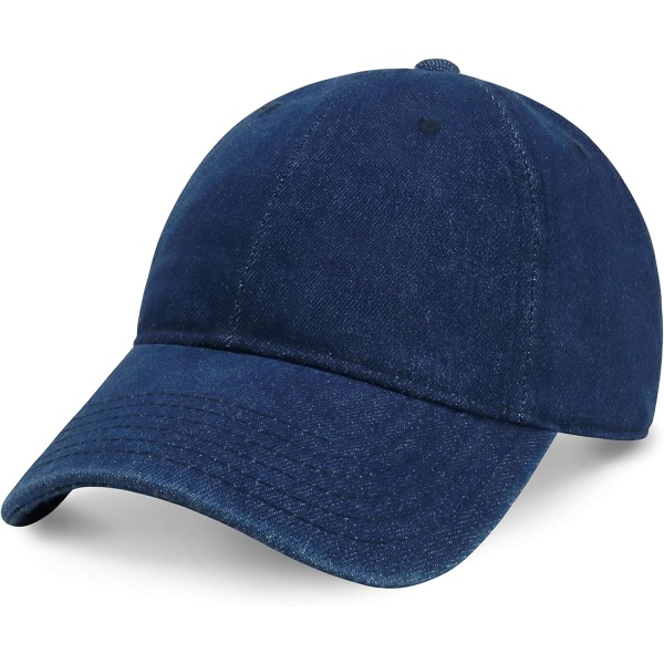 Unisex Cotton Baseball Cap for Men and Women Adjustable Lightweight Polo Style Curved Brim（Dark Denim）