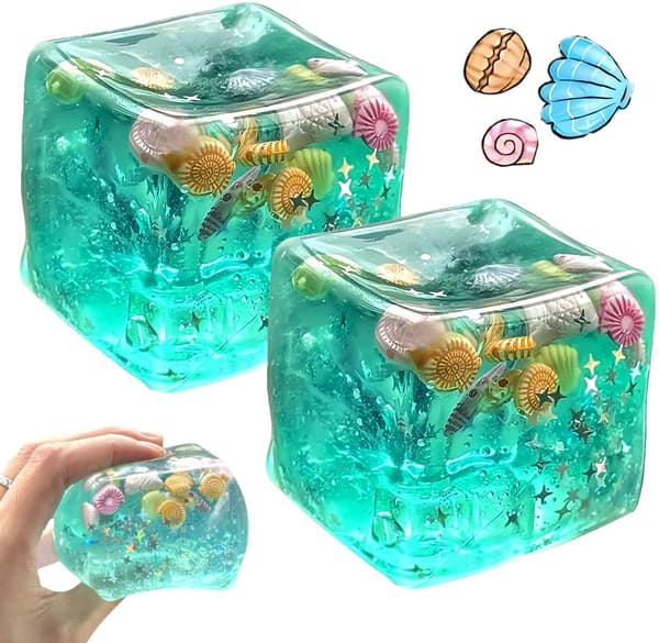 Ice Cube Squishy Stressbold, Blødt Sensorisk Klemmelegetøj med Langsom Stigende Effekt, Afslappende Fidget Legetøj til Stresslindring og Daglig Brug 2pcs
