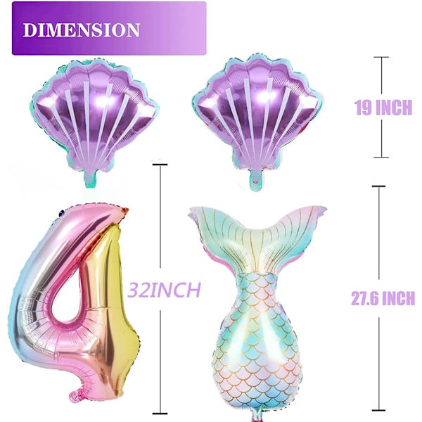 Sjöjungfru födelsedag dekoration sjöjungfru ballonger kit hav ballong sjöjungfru folie ballong sjöjungfru svans ballonger för flickor sjöjungfru fest
