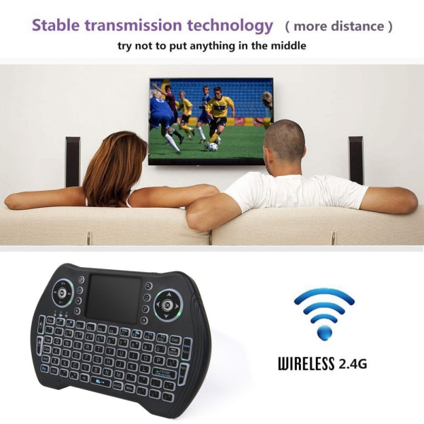 Mini-langaton näppäimistö, 2,4 GHz:n langaton mininäppäimistön ohjain, yhteensopiva Android TV Box -taustavalon kuiva virta
