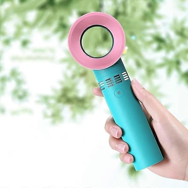 Grøn Bladløs Håndholdt Ventilator, Mini Bærbar Ventilator, USB Bordventilator med Batteri
