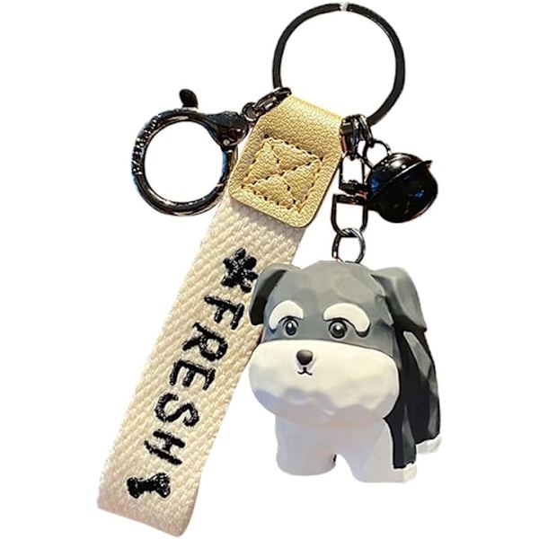 Sødt Kawaii forskellig positur træskæring følelse heldig hund hvalp nøglering nøglering nøglering nøglering-Schnauzer