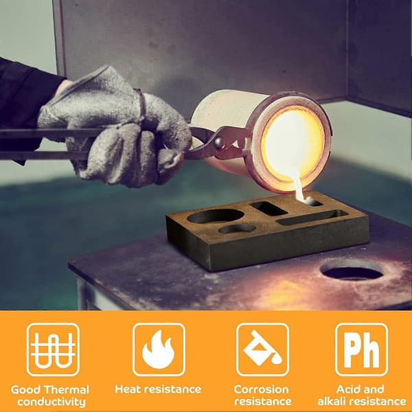 Grafitgötform 3 rektangulära 2 runda hål Högtemperaturbeständig gjutform för metall guld silver mässing