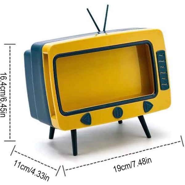 Vevboksdeksel, Retro TV Telefonholder Stativ for Alle Smarttelefoner, Multifunksjonell Vevboksholder, Boks for Rom Bad Kjøkken Spisestue (Gul)