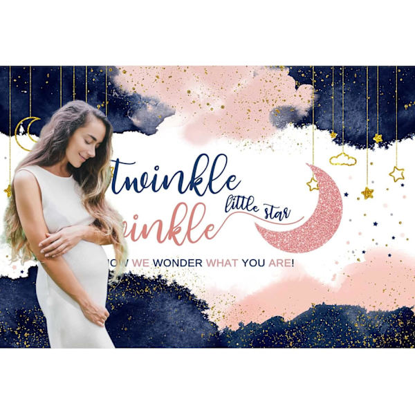 Tummansininen ja vaaleanpunainen sukupuolen paljastus tausta Twinkle Twinkle Little Star Baby Shower juhlat koristeet Raskaus paljastaa yllätys tausta 7x5ft