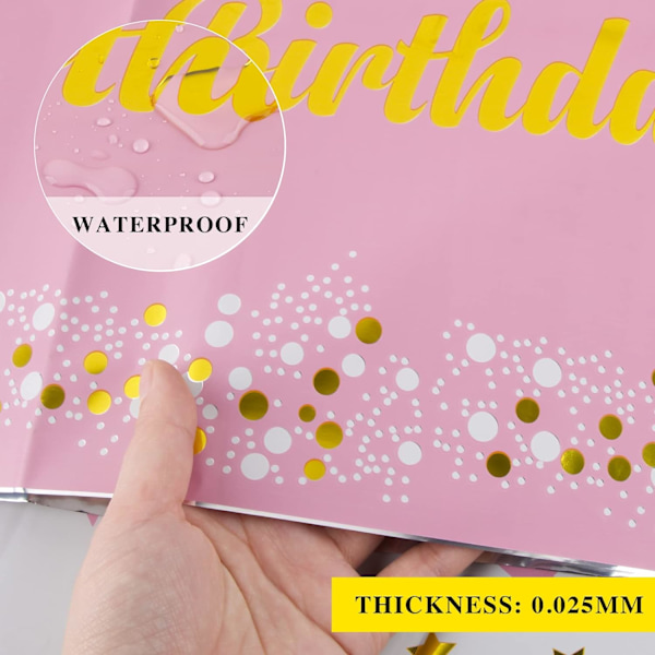 2-pack plastdukar för födelsedagsfest, 137 x 183 cm, rektangulära festdukar, bordsdukar, köksdukar, bankettdukar (rosa)