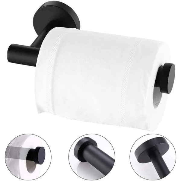 Toiletpapirholder i rustfrit stål - Toiletpapirholder i 304 børstet rustfrit stål til badeværelsestilbehør Køkken (sort)