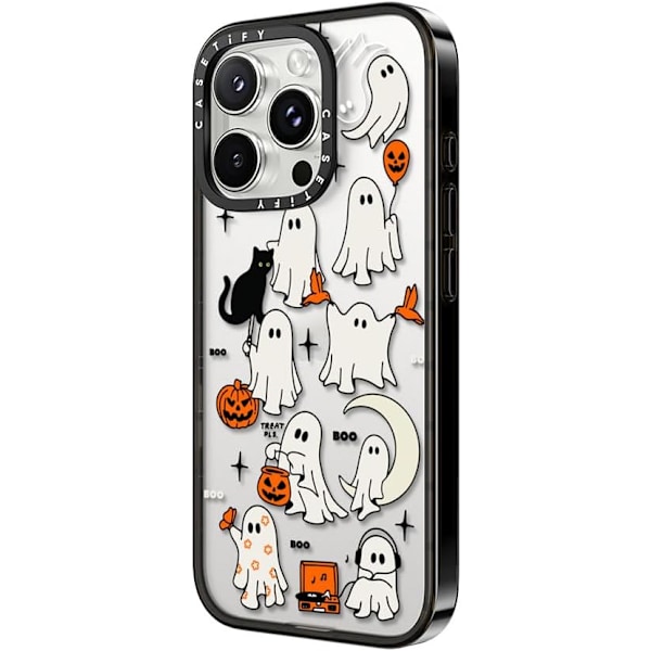 Kompakt iPhone 16 Pro Max Deksel [Lettvekt / 1,2 m 2X Militær Grad Fallbeskyttelse/Slank] - Kirsebær - Klar Svart Boo Things iPhone 16 Pro